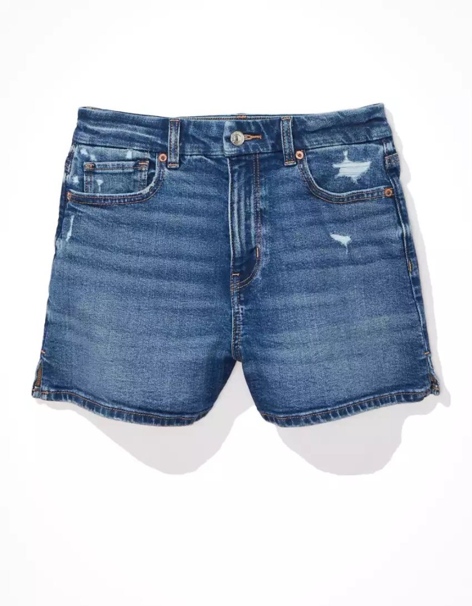 Shorts American Eagle AE Stretch Curvy Denim Mom Indigo Femme | MLX-04160889